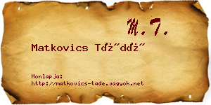 Matkovics Tádé névjegykártya